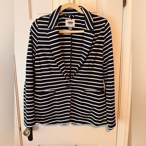 Navy/white striped knit blazer  size Medium